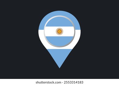 Bandeira da Argentina com sinal de localização, Bandeira da Argentina símbolo nacional ilustração Vetor, Retângulo Argentina bandeira ilustração, Vetor plano ilustração
