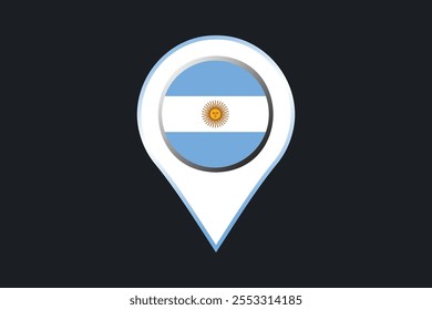 Bandeira da Argentina com sinal de localização, Bandeira da Argentina símbolo nacional ilustração Vetor, Retângulo Argentina bandeira ilustração, Vetor plano ilustração
