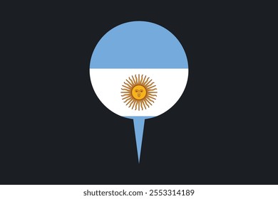 Bandeira da Argentina com sinal de localização, Bandeira da Argentina símbolo nacional ilustração Vetor, Retângulo Argentina bandeira ilustração, Vetor plano ilustração
