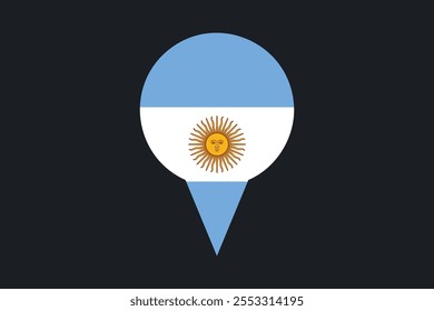 Bandeira da Argentina com sinal de localização, Bandeira da Argentina símbolo nacional ilustração Vetor, Retângulo Argentina bandeira ilustração, Vetor plano ilustração
