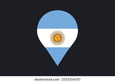 Bandeira da Argentina com sinal de localização, Bandeira da Argentina símbolo nacional ilustração Vetor, Retângulo Argentina bandeira ilustração, Vetor plano ilustração
