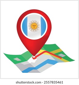 Argentina Flag Location Symbol and Location Symbol