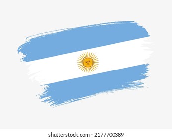 Argentina flag made in textured brush stroke. Patriotic country flag on white background