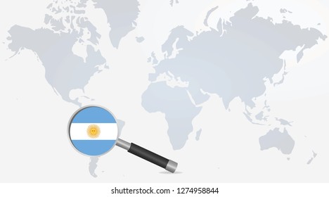 Argentina  flag in magnifying glass. vector illustration
