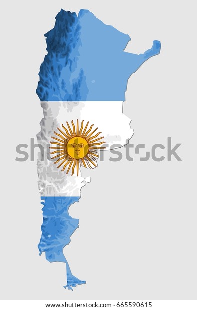 Argentina Flag Map Stock Vector (Royalty Free) 665590615