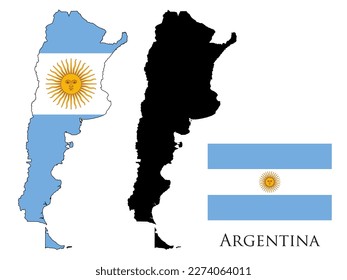argentina Flagge und Kartengrafik, Vektorgrafik 