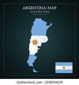 Argentina Flag Map Vector Illustration 