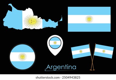 Argentina Flag Map vector illustration