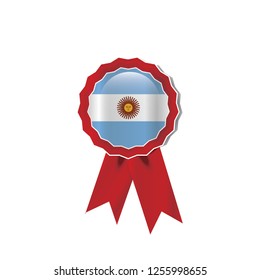 Argentina flag medal vector design.  Realistic 3D red color