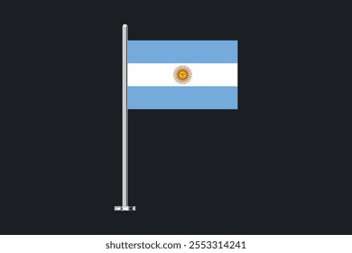 Bandeira da Argentina, Bandeira da Argentina, Ilustração do símbolo nacional de país da bandeira da Argentina Vetor, Retângulo Ilustração da bandeira da Argentina, Ilustração do vetor plano
