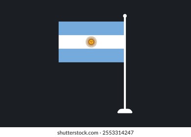 Bandeira da Argentina, Bandeira da Argentina, Ilustração do símbolo nacional de país da bandeira da Argentina Vetor, Retângulo Ilustração da bandeira da Argentina, Ilustração do vetor plano
