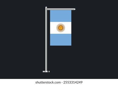 Bandeira da Argentina, Bandeira da Argentina, Ilustração do símbolo nacional de país da bandeira da Argentina Vetor, Retângulo Ilustração da bandeira da Argentina, Ilustração do vetor plano
