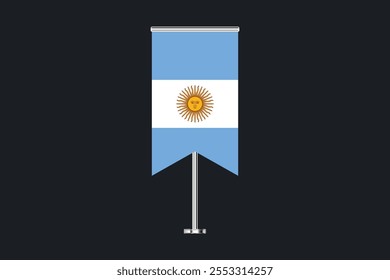 Bandeira da Argentina, Bandeira da Argentina, Ilustração do símbolo nacional de país da bandeira da Argentina Vetor, Retângulo Ilustração da bandeira da Argentina, Ilustração do vetor plano
