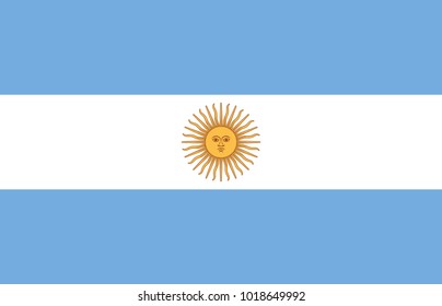 Argentina flag with official colors and the aspect ratio of 9:14. Flat vector illustration.