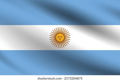 Argentina flag official colors and proportion digital vector illustration. Pleated flag.