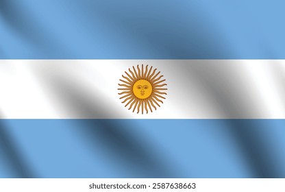 Argentina flag official colors and proportion digital vector illustration. Pleated flag.