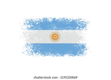 Argentina flag on brush stroke background. Flag of Argentina in grunge style.