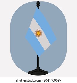 Argentina flag on flagstaff  Vector illustration.