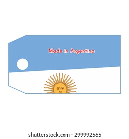 Argentina flag on price tag with word Made in Argentina isolated on white background