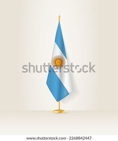 Argentina flag on a flag stand. Vector illustration.