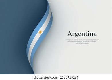 Argentina flag on Waving ribbon. Template for independence day