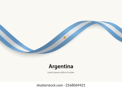 Argentina flag on Waving ribbon. Template for independence day