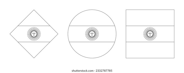 juego de contorno de la bandera argentina. ilustración vectorial aislada en fondo blanco