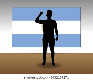 Argentina flag paper texture, single-piece element, vector design, Argentina flag taped on wall, decoration or celebration idea