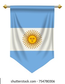 Argentina flag or pennant isolated on white