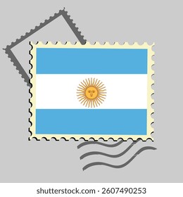 Argentina flag postage stamp. Isolated vector illustration on grey post stamp background