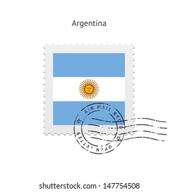 Argentina Flag Postage Stamp on white background. Vector illustration.