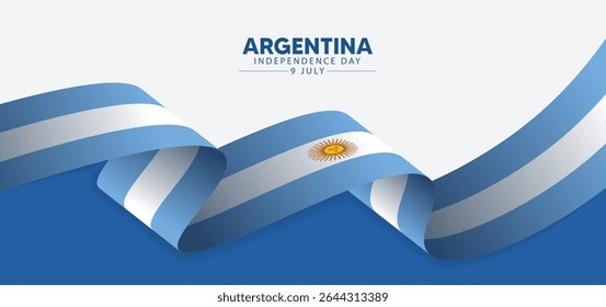 Argentina bandeira fita independência dia 9 julho cartaz vetor