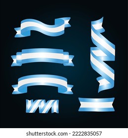 Argentina flag, ribbon set vector illustration