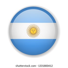 Argentina flag round bright icon vector Illustration