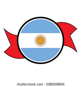 Argentina flag in round button of icon. flag logo of Argentina emblem isolated on white background. Vector illustration.