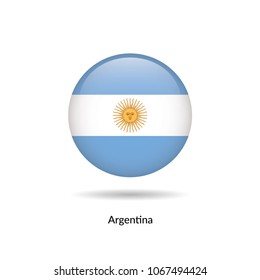 Argentina flag - round glossy button. Vector Illustration.