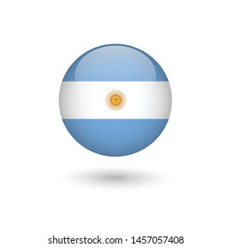 Argentina flag - round glossy button, Vector image and icon