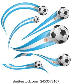 argentina flag set with soccer ball set icon. vector illustration