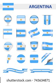 Argentina Flag Set - Vector Illustration