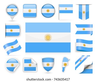 Argentina Flag Set - Vector Illustration