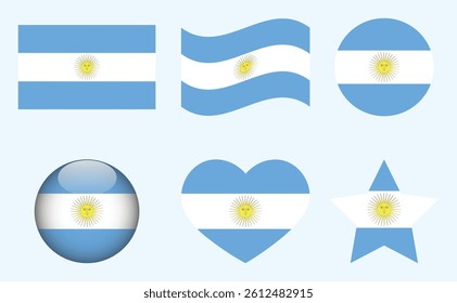 Argentina flag set vector. The National Flag of Argentina. Set of Argentina flag.
