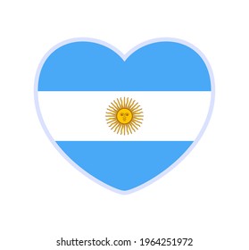 argentina flag in a shape of heart. Icon flat heart symbol of love on the background national flag. Vector illustration.