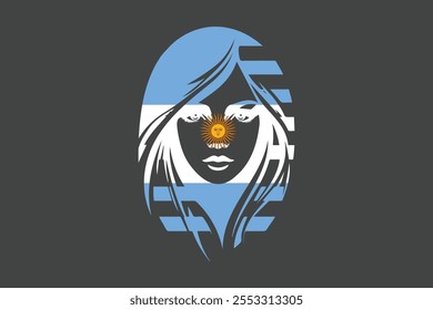 Argentina flag and girl’s shape, Flag of Argentina national country symbol illustration Vector, Rectangle Argentina flag illustration, Flat vector illustration
