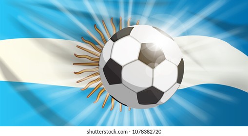 Argentina flag and soccer ball.