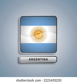 Argentina flag square button vector illustration