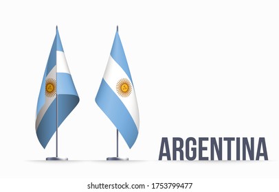 Argentina flag state symbol isolated on background national banner. Greeting card National Independence Day of the Argentine Republic. Illustration banner with realistic state flag.