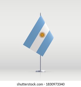 Argentina flag state symbol isolated on background national banner. Greeting card National Independence Day of the Argentine Republic. Illustration banner with realistic state flag.