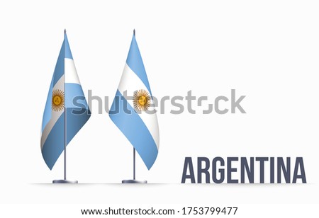 Argentina flag state symbol isolated on background national banner. Greeting card National Independence Day of the Argentine Republic. Illustration banner with realistic state flag.
