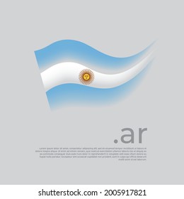Argentina flag. Stripes colors of the argentinian flag on a white background. Vector stylized design national poster with ar domain, place for text. State patriotic banner of argentina, cover