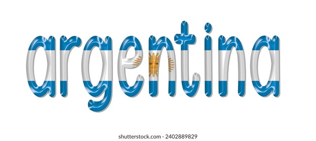 ARGENTINA flag text font, 3D ARGENTINA flag colorful background, ARGENTINA flag vector illustration